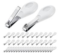 Leriton 50 Pcs Bulk Baby Nail Clippers Newborn Infant, White | Stainless Steel Finger Trimmer, Safe Rounded Edges, Foldable Design, Ergonomic Handle for Home Travel Nursery Use