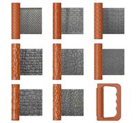 Leriton 9 Pcs Texture Roller Set with Handle, 8-Pattern 3D-Printed Miniature Terrain Texture Rollers for Clay, Miniatures, Tabletop, Pottery