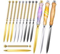 Leriton 9 Set Letter Opener Woodturning Project Kit, DIY Envelope Slitter Paper Mail Opener Letter Knives Turning Kits Mens Crafts Holiday Gifts Making Supplies, Black, Sliver, Gold