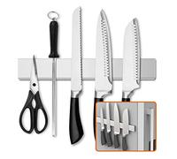 LERJU Fridge Applicable 12 Inch Double Sided Magnetic Knife Holder - Stainless Steel Knife Strip with Powerful Magnetic Pull Force - Use as Kitchen Knife Holder, Knife Rack & Tool Holder - Silver