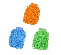 Lerkely 3Pcs Double Sided Microfiber Car Wash Mitts - Super Absorbent Microfibre Gloves and Cloth for Cleaning, Household, 14x23x2.5cm