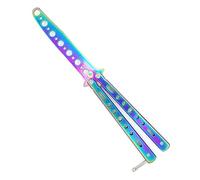 Lerkely Butterfly Knife with Unsharpened Blade, Martial Arts Trainer Bailisong Knife Sword, Rainbow Folding Butterfly Finger Knife Trainer, Titanium Butterfly Knife for Practicing Flipping Tricks
