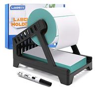 Lermity Label Holder for Rolls and Fanfold Labels 4” x 6” Labels Desktop Printer Accessory Direct Thermal Shipping Labels Paper Holder for Home Office (Black)
