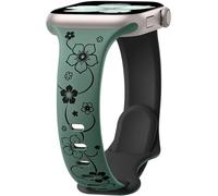 Lerobo Floral Engraved Compatible with Apple Watch Bands 40mm 41mm 38mm Women, Slim Thin Cute Two-Tone Flower Soft Sport Strap for iWatch Bands Series 11 42mm 10 9 8 7 6 5 4 3 2 1 SE,Anthracite Black