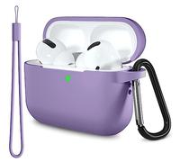Lerobo for Airpods Pro Case with Keychain & Lanyard Accessories - Full Protective Silicone Skin - Front LED Visible - Lavender Purple