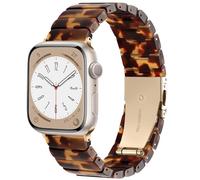 Lerobo Resin Band Compatible with Apple Watch Band 44mm 45mm 46mm 49mm Women, Fancy Lightweight Bracelet Replacement Strap for iWatch Series 11 10 9 8 7 6 5 4 3 2 SE Ultra, Amber Tortoiseshell