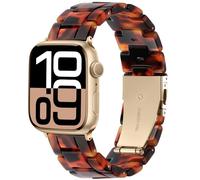 Lerobo Resin Band Compatible with Apple Watch Band 44mm 45mm 46mm 49mm Women,fancy Lightweight Bracelet Replacement Strap for iWatch Series 10 9 8 7 6 5 4 3 2 SE Ultra,Amber Tortoiseshell
