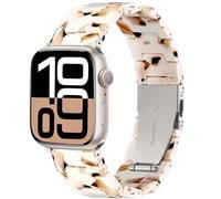 Lerobo Resin Band Compatible with Apple Watch Band for Women 44mm 45mm 46mm 49mm,fancy Lightweight Bracelet Replacement Strap for iWatch Series 10 9 8 7 6 5 4 3 2 SE Ultra,Nougat White