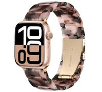 Lerobo Resin Band Compatible with Apple Watch Bands for Women 38mm 40mm 41mm 42mm, Classic Stylish Lightweight Strap for iWatch Series 11 10 9 8 7 6 5 4 3 2 SE Ultra, Black Tortoise Stone Flower