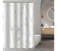Lerores Shower Curtain, 120 x 200 cm, Marble, Weighted Hem, Anti-Mould Textile, Waterproof, Washable Polyester Fabric Bath Curtains with 8 Eyelets and Shower Curtain Rings for Bathroom, Bathtub