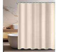 Lerores Shower Curtain 180 x 150 cm(70x59 inch) Beige, Weighted Hem Anti-Mold Textile, Water-Repellent, Washable Polyester Fabric Bath Curtain for Bathroom, Bathtub with 12 Shower Curtain Hooks