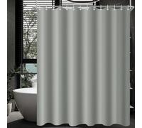 Lerores Shower Curtain, 180 x 150 cm, Grey, Weighted Hem, Anti-Mould Textile, Water-Repellent, Washable Polyester Fabric Bath Curtains for Bathroom, Bathtub with 12 Shower Curtain Rings