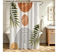 Lerores Shower Curtain 180 x 160 cm - Leaf Pattern - Heavy Weighted Hem - Anti-Mould Textile - Waterproof - Washable - Polyester Fabric - With 12 Shower Curtain Grommets and Rings - For