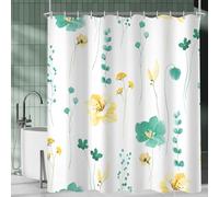 Lerores Shower Curtain, 180 x 160 cm, Mint Green Pattern, Weighted Hem, Anti-Mould, Water-Repellent, Washable Polyester Bath Curtains with 12 Eyelets and Shower Curtain Rings for Bathroom, Bathtub
