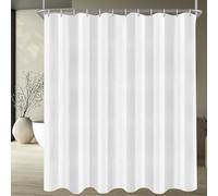 Lerores Shower Curtain, 180 x 170 cm, Pure White, Weighted Hem, Anti-Mould Textile, Water-Repellent, Washable Polyester Fabric Bath Curtains for Bathroom, Bathtub with 12 Shower Curtain Rings