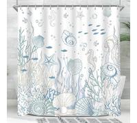 Lerores Shower Curtain 79x79 inch,Seabed Mould and Mildew Resistant,Waterproof,Washable Polyester Fabric Bath Curtains with Weight Tape,16 pcs Hooks for Bathroom,Home Decor,200 x 200 cm