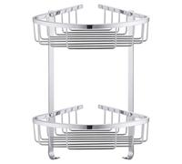 Leros 2 Tier Wall Mounted Corner Basket | Chrome | Stainless Steel | 290mm x 390mm x 200mm