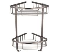 Leros Colore 2 Tier Wall Mounted Corner Basket | Gunmetal Grey | Stainless Steel | 290mm x 390mm x 200mm