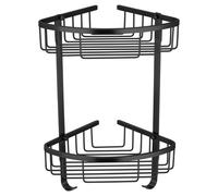 Leros Colore 2 Tier Wall Mounted Corner Basket | Matt Black | Stainless Steel | 290mm x 390mm x 200mm