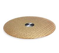 Lerpan Large Round Dining Table Lazy Susan Turntable Rotating Tray,Tempered Glass Rotating Serving Platter,Aluminum Alloy Base,Silent and Smooth/Golden / 70Cm