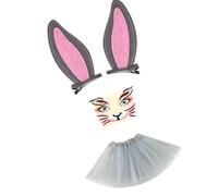 Lerpwige 1. Hare Ears Headband With Tulle Skirt & Face Decals For Kids Adults Cosplay Halloween Party Costume Accessories Cosplay Hair Accessories