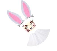 Lerpwige 1. Hare Ears Headband With Tulle Skirt & Face Decals For Kids Adults Cosplay Halloween Party Costume Accessories Cosplay Hair Accessories