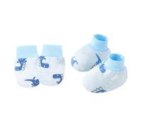Lerpwige 1 Set Infant Anti Scratch Gloves And Socks Set For Boys Girls Comfortable Cotton Mittens & Booties For Home Travel Comfortable Wear