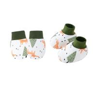 Lerpwige 1 Set Infant Anti Scratch Gloves And Socks Set For Boys Girls Comfortable Cotton Mittens & Booties For Home Travel Comfortable Wear