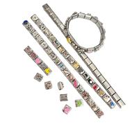 Lerpwige 100 Piece Italian Charm Bracelet Set Interchangeable Stainless Steel Module Links Connecting Components for Jewellery Making Gold Silver Charm Set