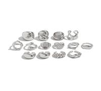 Lerpwige 12Pieces Elegant Pearls Accented Irregular Stackable Rings Two Tone Elegant Pearls Cluster Evening Party Rings Cluster Evening Party