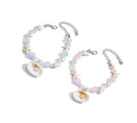 Lerpwige 2 Pcs Comfortable Plastic Alloy Texture Sea Bead Bracelets for Finding Personalized Jewelry Natural Bowls Set for Women, One Size Fits All, Like