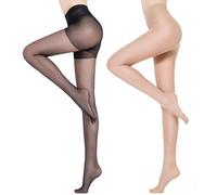 Lerpwige 2 x ladies' tights super sheer tights high waist stockings for work meetings and casual gatherings fashionable women's legwear for women, Black Ten Skin Tone, One Size