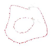 [Lerpwige] 2pcs Blood Drop Bracelet & Hip Hop Cross Shape Necklace - Punk Clavicle Chain for Night Club
