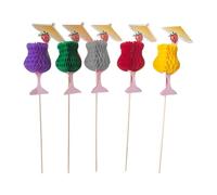 Lerpwige 50 Pcs Hawaiian Hot Fruit Drink Umbrellas with Honey Pattern for Party Decorations Summer Drinks Colorful Style BBQ Drink Accessories