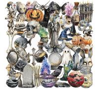 Lerpwige 50PCS Conjuring Impregnated Stickers Vintage Cartoon Art Removable Decals For Journals Laptop Artisanal Handicrafts Decor Transparent Watercolor Sticker Pack