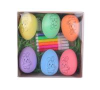 Lerpwige 6 Pcs Colorful DIY Eggs with 6 Watercolor Pencils for Home Decoration Kids Craft Project Art DIY Supplies