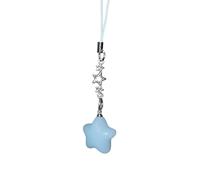 [Lerpwige] 8 Colors Crystal Beads Pentagram Tag New Year Jewelry Making Tassel Keyring Pendant Keychain Star Tag Keyring Pendant Collar Strap, blue (sky blue), One size