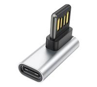 Lerpwige 90° Bend USB to Type C Adapter Connector Reversible Connector Supports Inline Control for Easy Use in Tight Storage Surface
