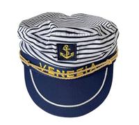 Lerpwige Adjustable Cotton Captain Hat Retro Sailing Theme For Role Play Event And Fashion Accessories Eight Panel White Stripe Hat