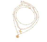 Lerpwige Adjustable Tassel Design Starry Fish Pearl Necklace Style Jewelry Set for Women Beach Holiday Holiday Necklace/Bracelet, one size, as described, As described