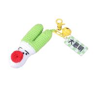 Lerpwige Adorable Garlic Crochet Spring Onions Chillies Key Chain Key Chain Charm Student Bag Decoration Special Occasion Keychain Gift, Dog Head Buckle, Green onion