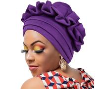 Lerpwige African Turban Caps for Women Pre-Tied Twist Braids Wrap Chemo Cancer Caps Head Hats Stretchy Braiding Wrap Hat, Lilac, One Size
