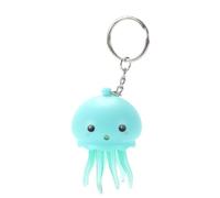 [Lerpwige] Anime Decoration Keychain Backpack Glow and Sound Jellyfish Pendant Key Ring Octopus Toy Keychain Cartoon Jewelry Luminous Jellyfish Keychain Decoration, blue