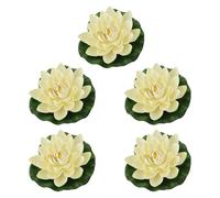 Lerpwige Artificial Floating Foam Flower with Lily Padding, Artificial Pond Plant Decoration for Pool Aquariums, Water Decoration, Floating for Pond Decoration, Pack of 5