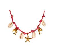 Lerpwige Beach necklace with shell and charm, handmade stackable jewellery for your mixed material, jewellery with holiday, one size, As described, As described