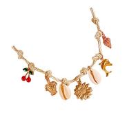 Lerpwige Beach necklace with shell and charm, handmade stackable jewellery for your mixed material, jewellery with holiday, one size, As described, As described