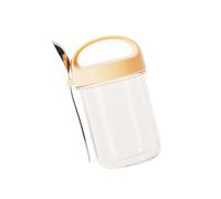 Lerpwige Breakfast Cup with Connected Measuring Spoon, Shatter-resistant Glass Construction, Food Container for Daily Diet, Sealed Oatmeal Cup with Lid