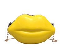 Lerpwige Candy Color Plastic Shoulder Bags Aesthetic Cute Lip Shape Crossbody Body Evening Bag Coin with Metal Tank,Yellow