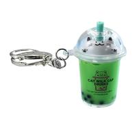Lerpwige Cat Bubble Tea Pendant Keychain Acrylic Handmade Cartoon Milk Teas Keychain Jewelry Beautiful Bag Magic Accessories For Kids Unique Keychain, Green, One size