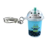 Lerpwige Cat Bubble Tea Pendant Keychain Acrylic Handmade Cartoon Milk Teas Keychain Jewelry Beautiful Bag Magic Accessories For Kids Unique Keychain, Blue, One size
